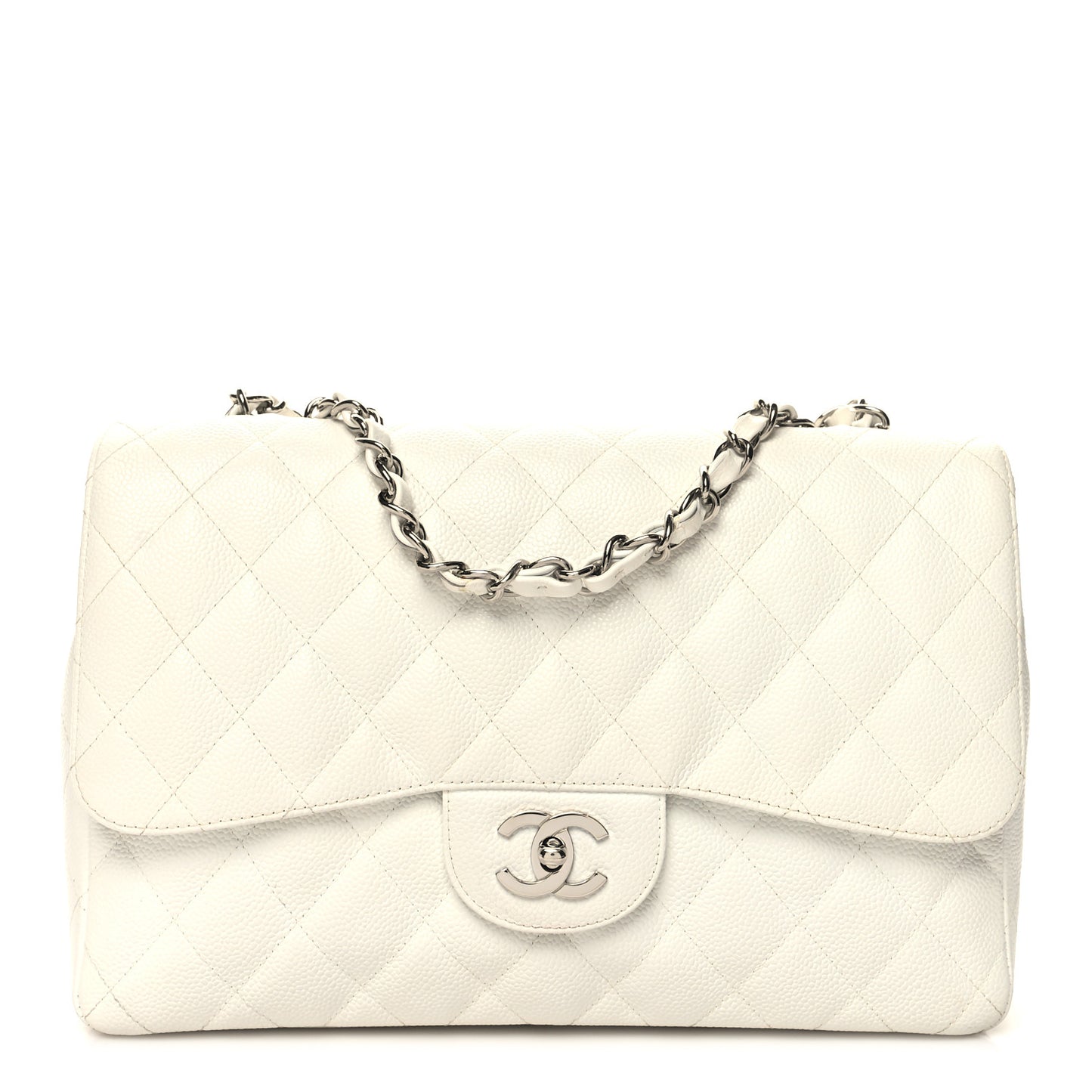 Caviar Quilted Jumbo Single Flap White