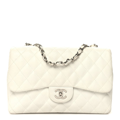 Chanel Caviar Quilted Jumbo Single Flap White 1 of 13
