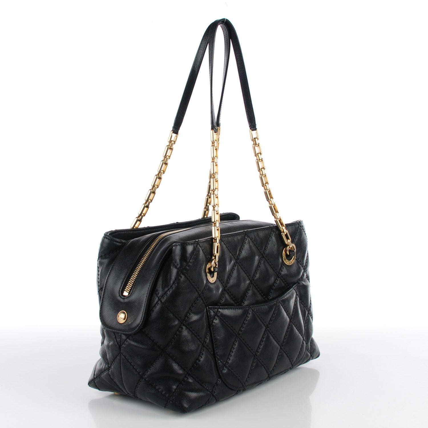 Chanel Calfskin Quilted Retro Chain Tote Black 3 of 8