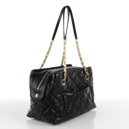 Chanel Calfskin Quilted Retro Chain Tote Black 3 of 8