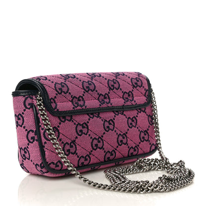 Gucci Monogram Multicolor Matelasse Diagonal Super Mini GG Marmont Shoulder Bag Pink Blue 3 of 11