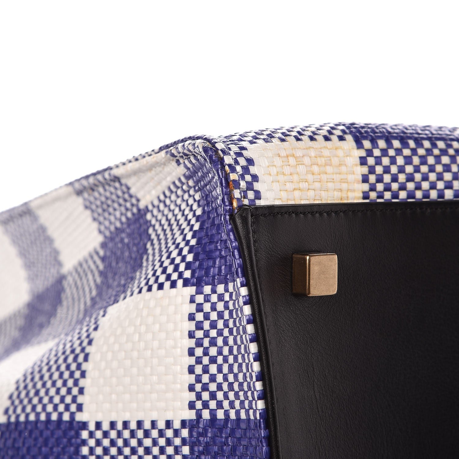 Celine Gingham Woven Medium Phantom Luggage Cobalt 13 of 13