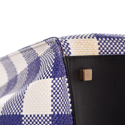Celine Gingham Woven Medium Phantom Luggage Cobalt 13 of 13