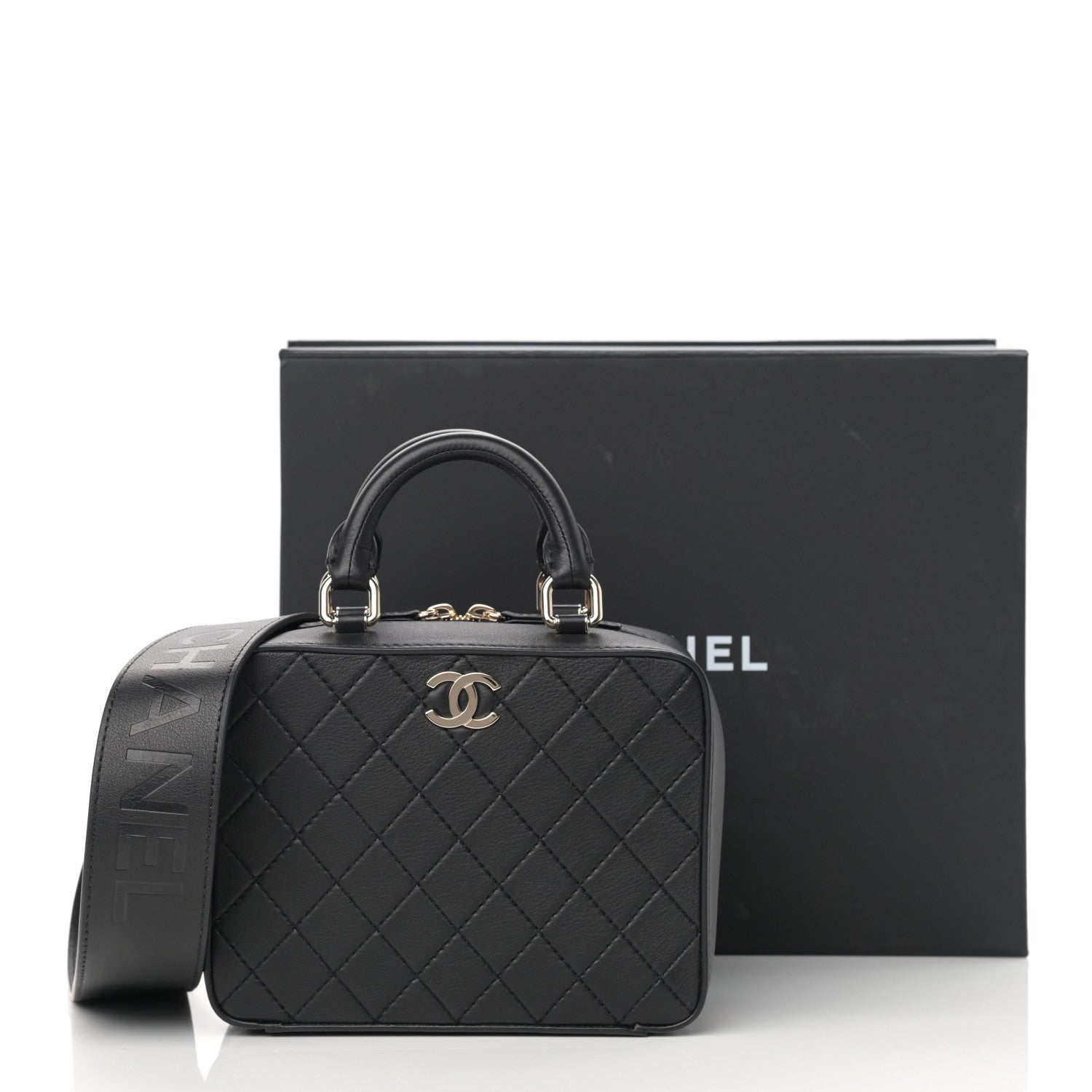 Chanel Calfskin Quilted Travel Kit Vanity Case Black 13 of 13