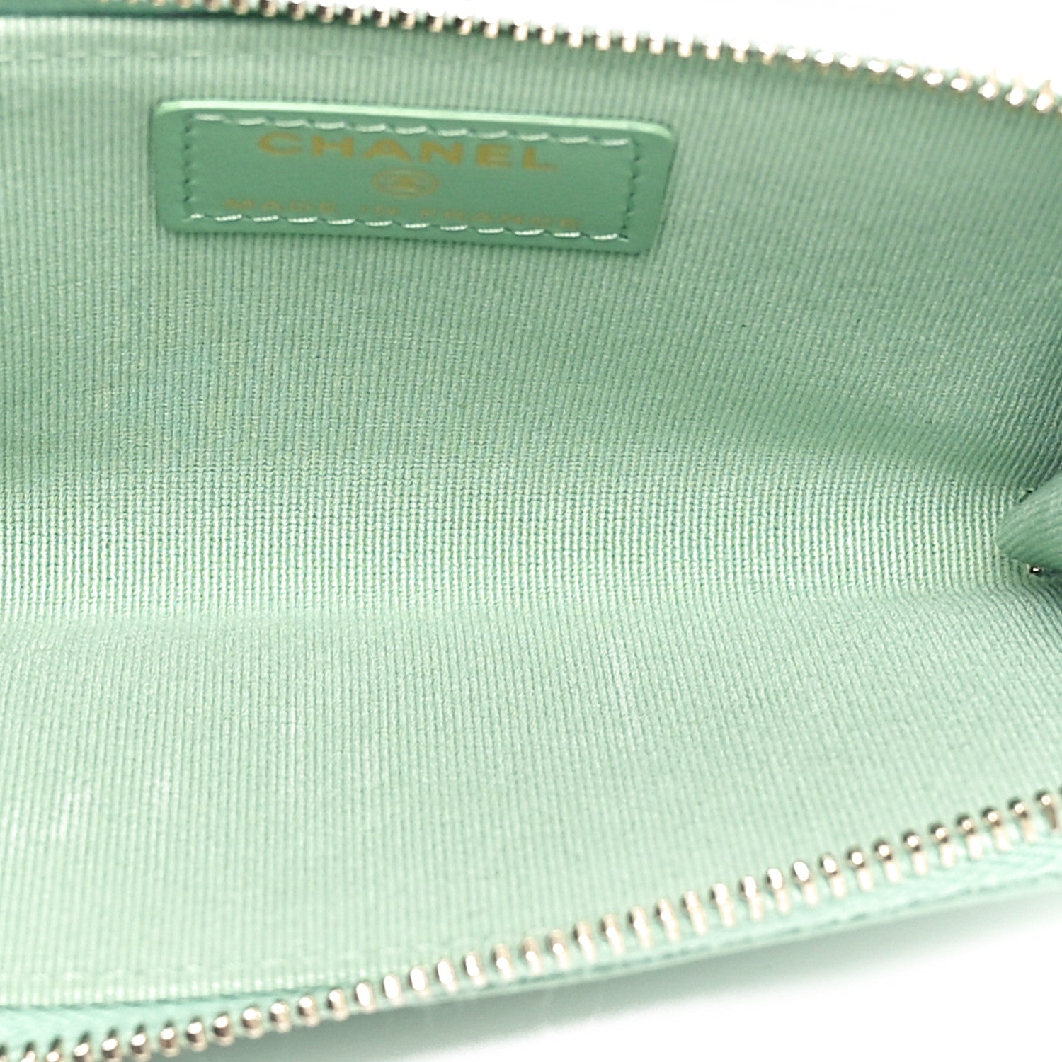 Chanel Caviar Quilted CC Zip Around Card Holder Light Green 5 of 9