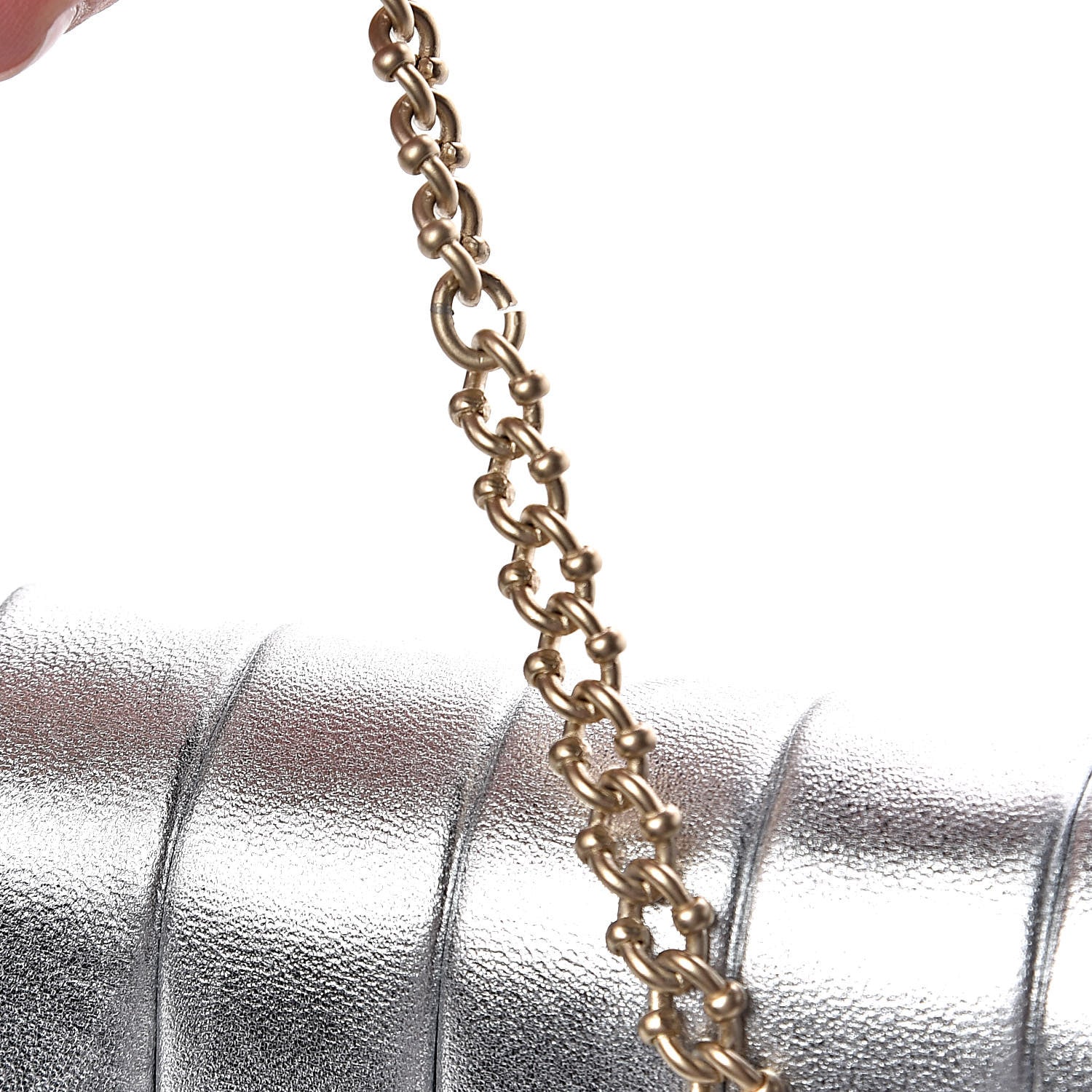 Chanel Metallic Lambskin Chain Clutch Silver 14 of 19