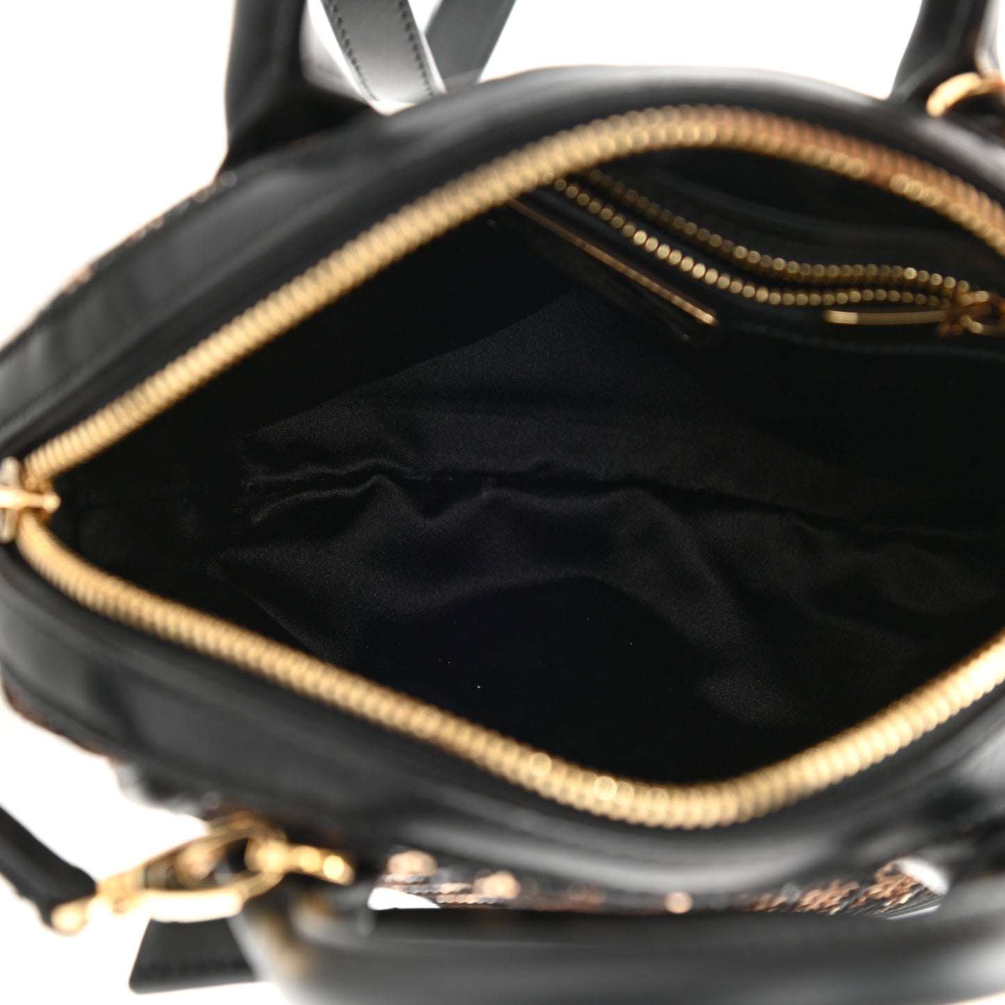 Calfskin Sequin Small Fiamma Bag Black Gold