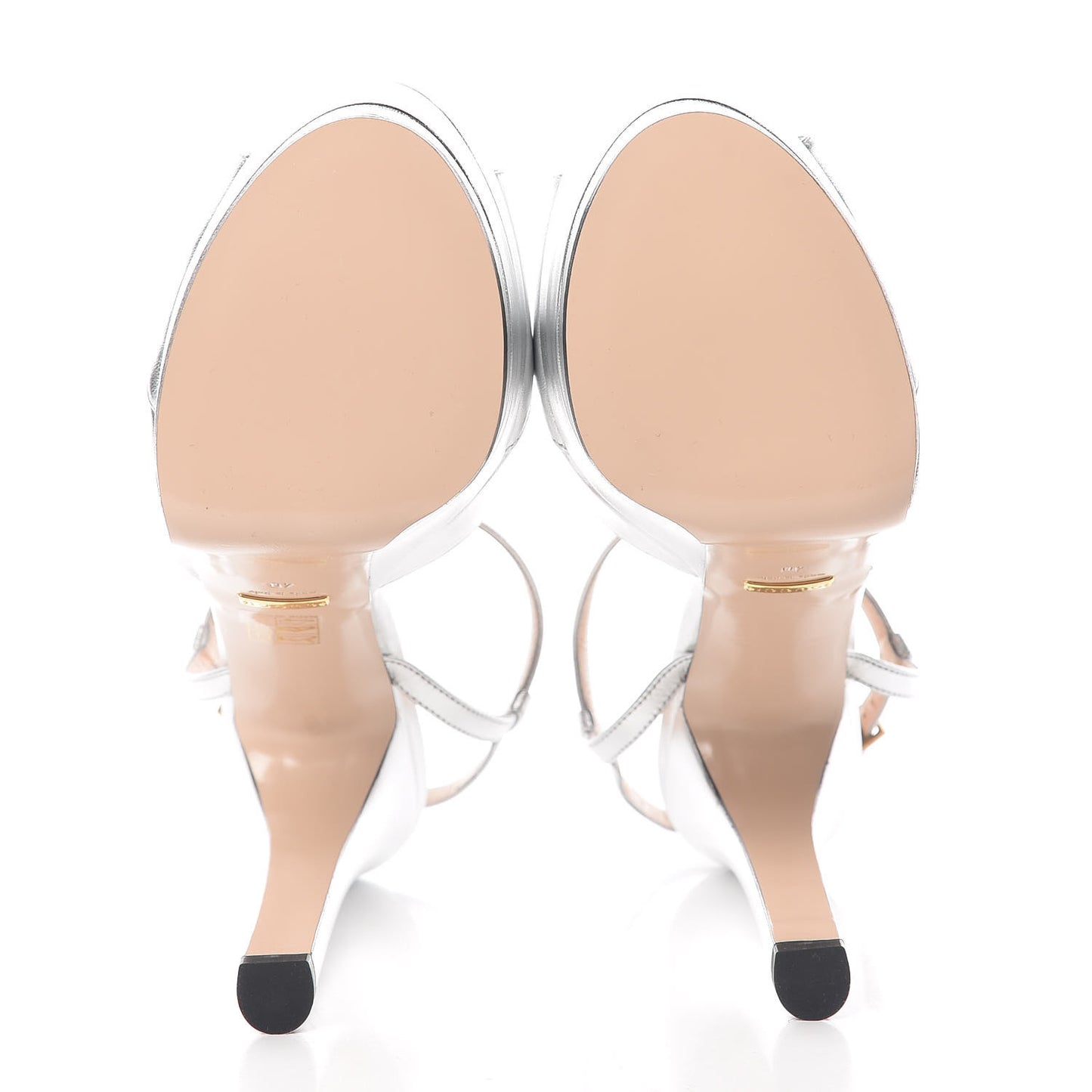 Nappa Silk Angel T-Strap Platform High Heel Sandals 40 Argento