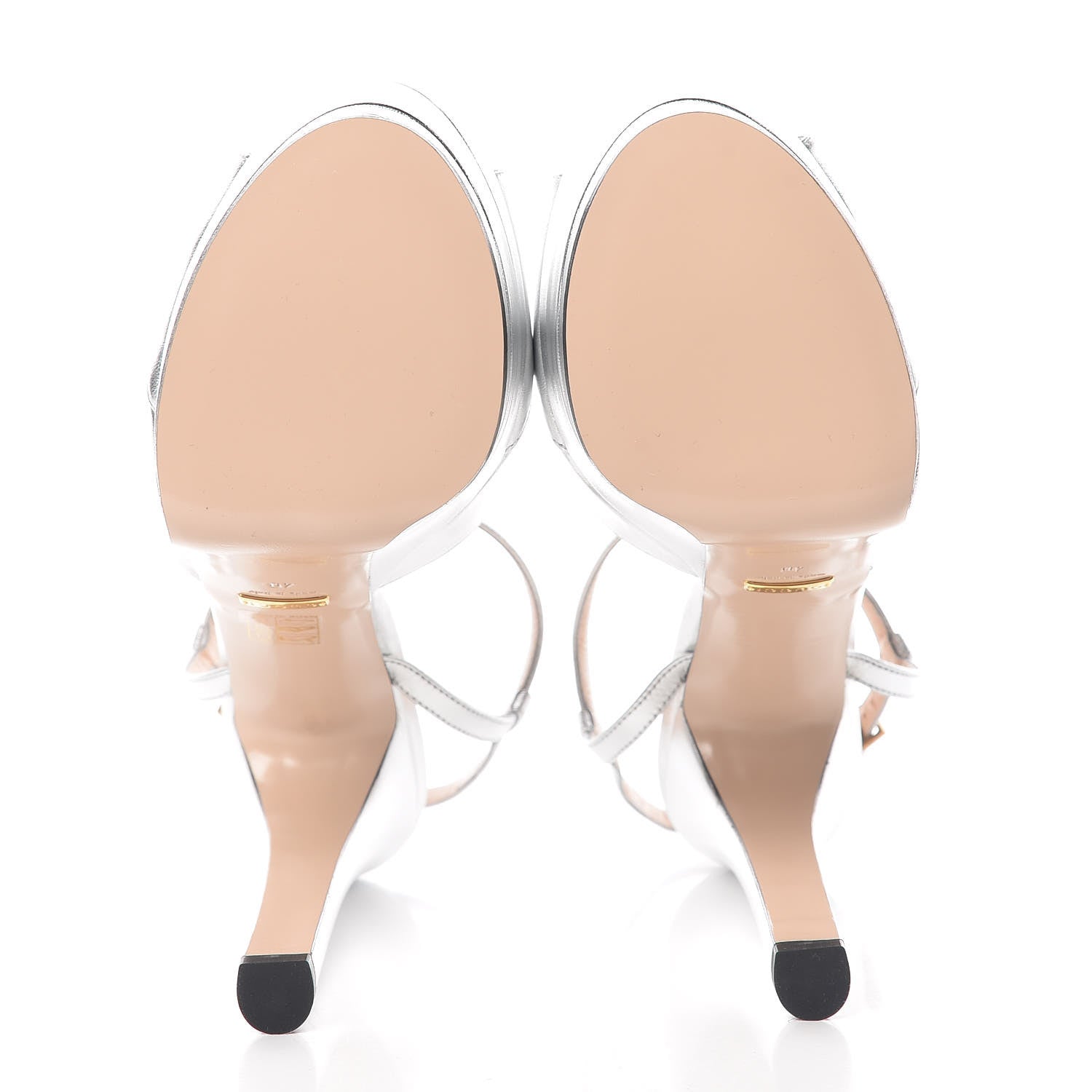 Gucci Nappa Silk Angel T-Strap Platform High Heel Sandals 40 Argento 5 of 10