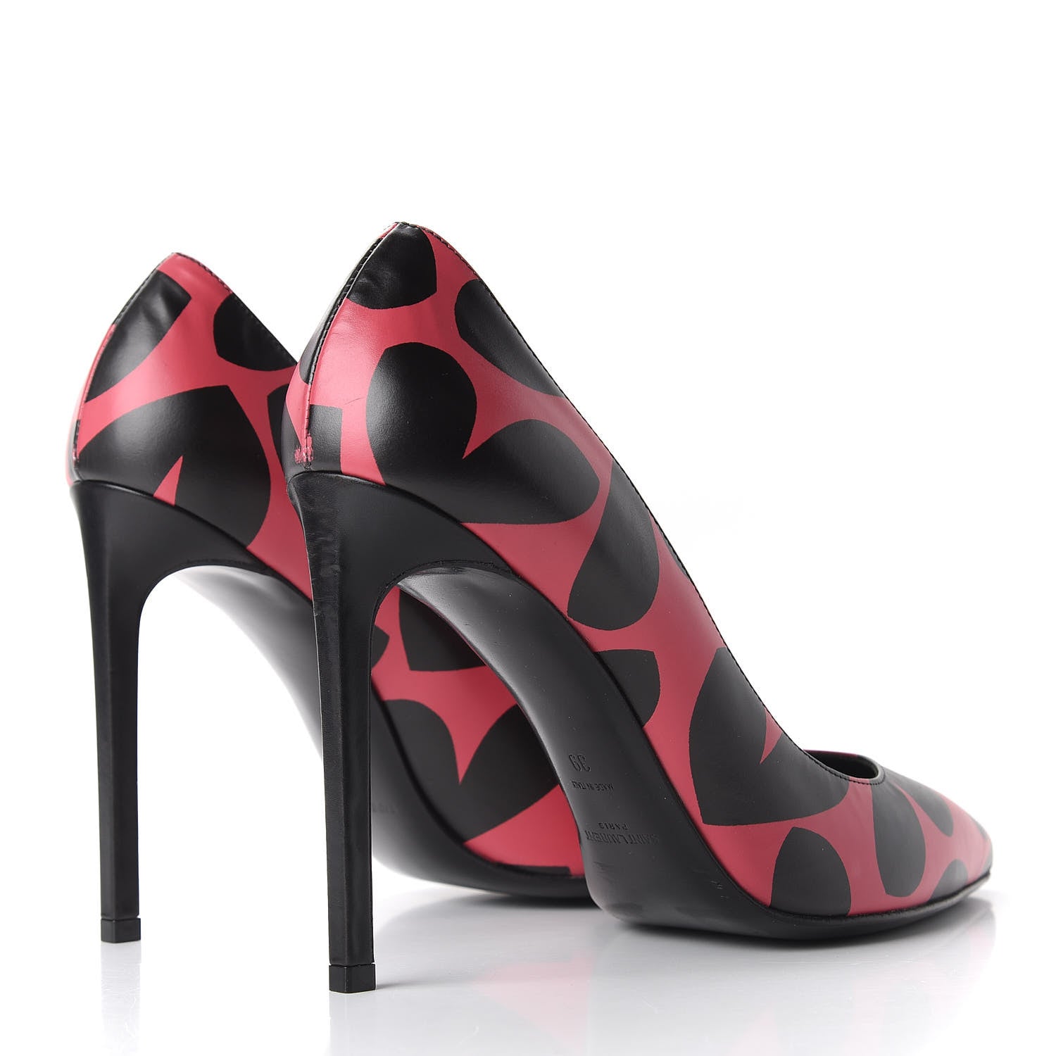 Saint Laurent Calfskin Big Heart Paris 105 Pumps 39 Rouge Black 4 of 11