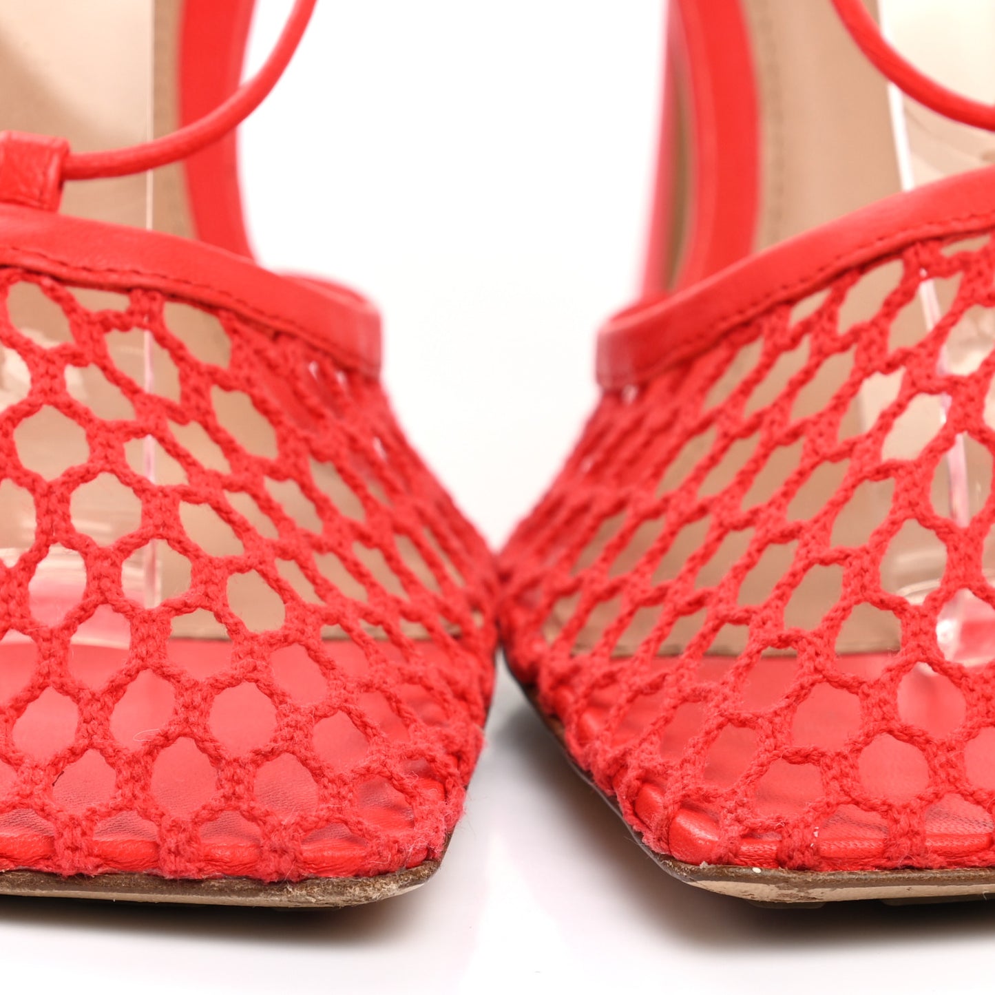 Mesh Nappa Stretch Ankle Tie Sandals 39 Tomato