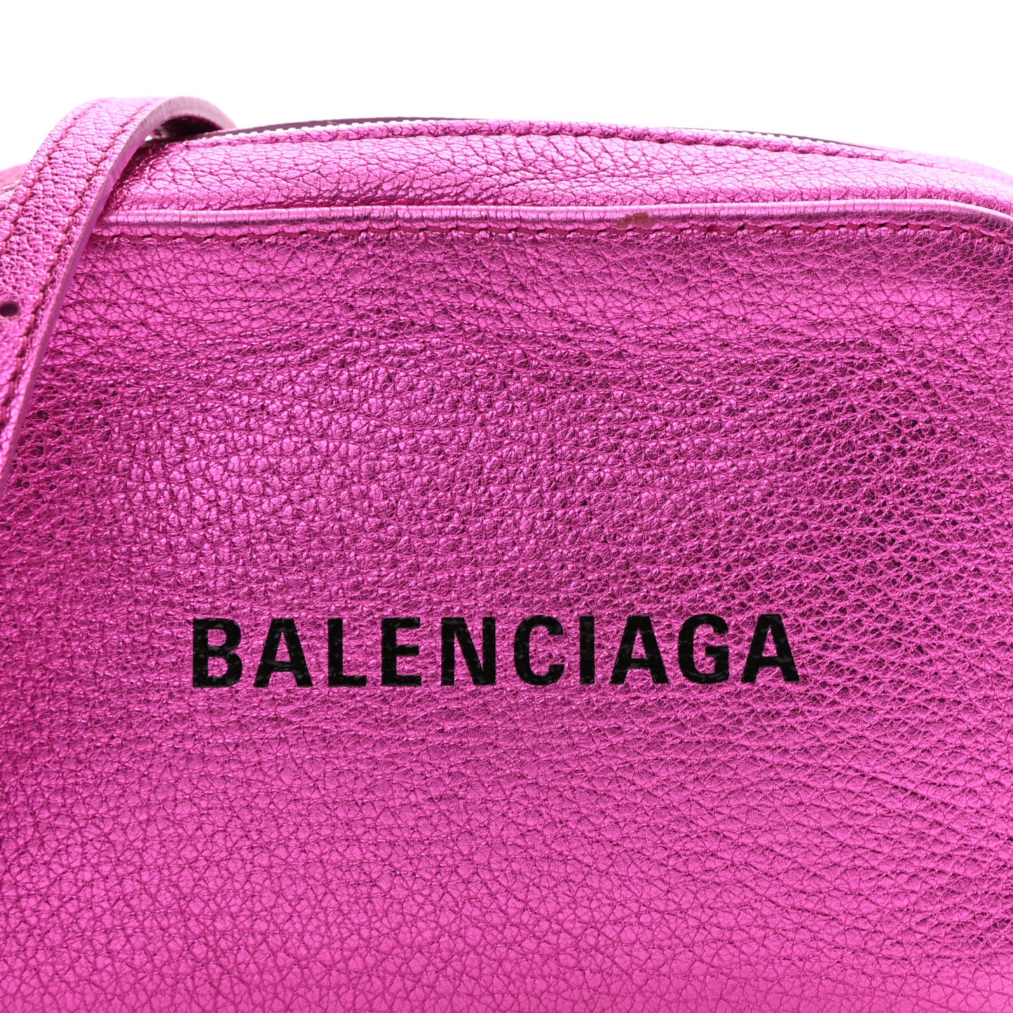 Metallic Goatskin Logo XS Everyday Camera Bag Rose Fuchsia Black