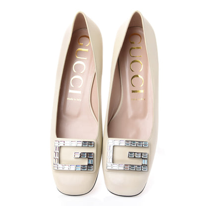 Gucci Malaga Kid Crystal Square G Madelyn Ballet Flats 41 Vintage White 5 of 11