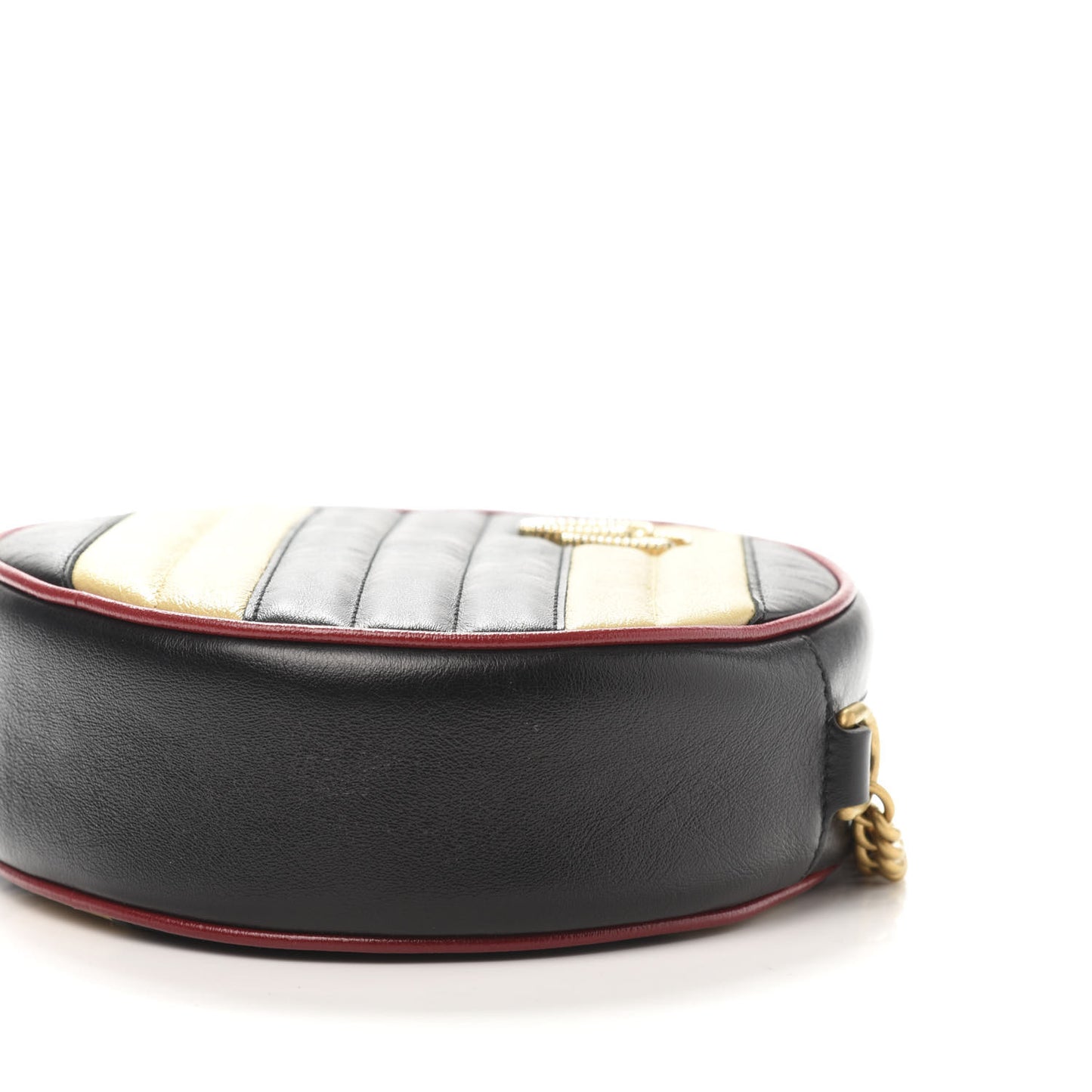 Azalea Calfskin Matelasse Diagonal Patchwork Mini Torchon GG Marmont Round Shoulder Bag Black Beige Romantic Cerise