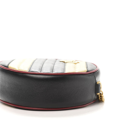 Gucci Azalea Calfskin Matelasse Diagonal Patchwork Mini Torchon GG Marmont Round Shoulder Bag Black Beige Romantic Cerise 7 of 11