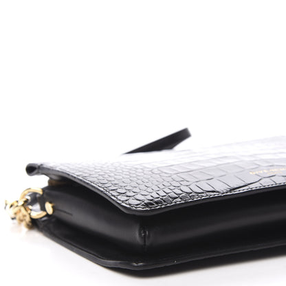 Givenchy Calfskin Crocodile Embossed Cross 3 Crossbody Bag Black 6 of 10