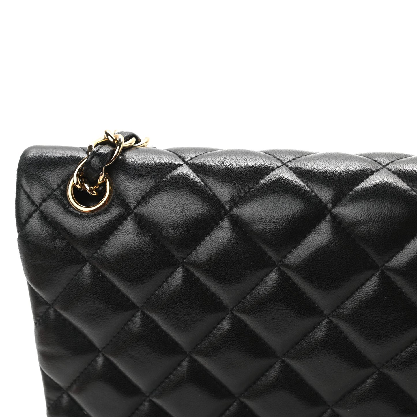 Lambskin Quilted Jumbo Double Flap Black