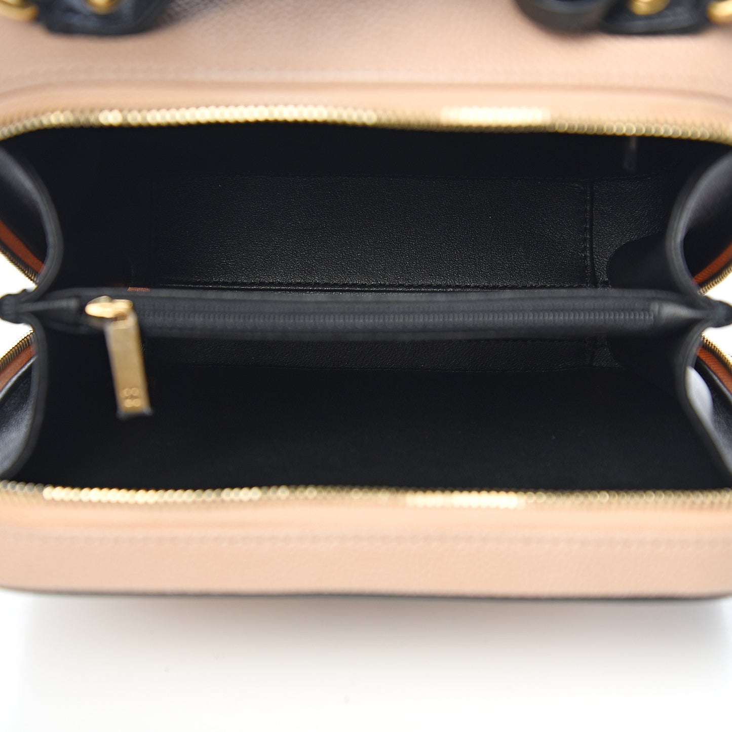 Caviar Quilted Medium CC Filigree Vanity Case Beige Black