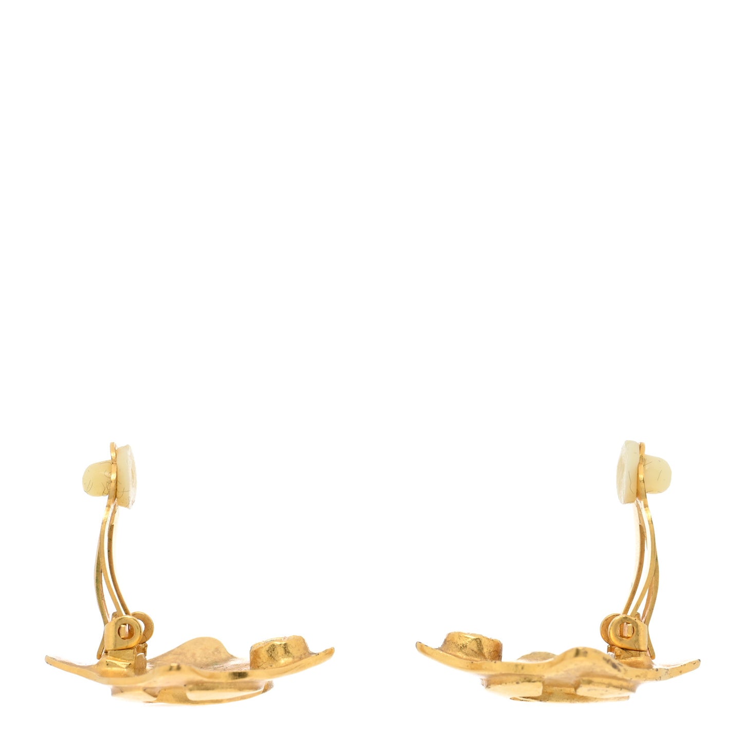 CC Diamond Shaped Clip On Earrings Gold