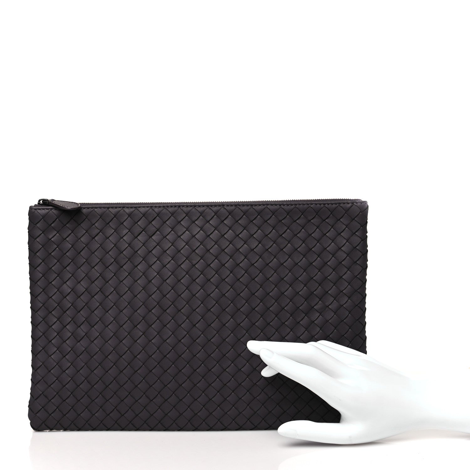 Bottega Veneta Nappa Intrecciato Large Flat Zip Biletto Pouch Quetsche 2 of 8