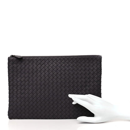 Bottega Veneta Nappa Intrecciato Large Flat Zip Biletto Pouch Quetsche 2 of 8