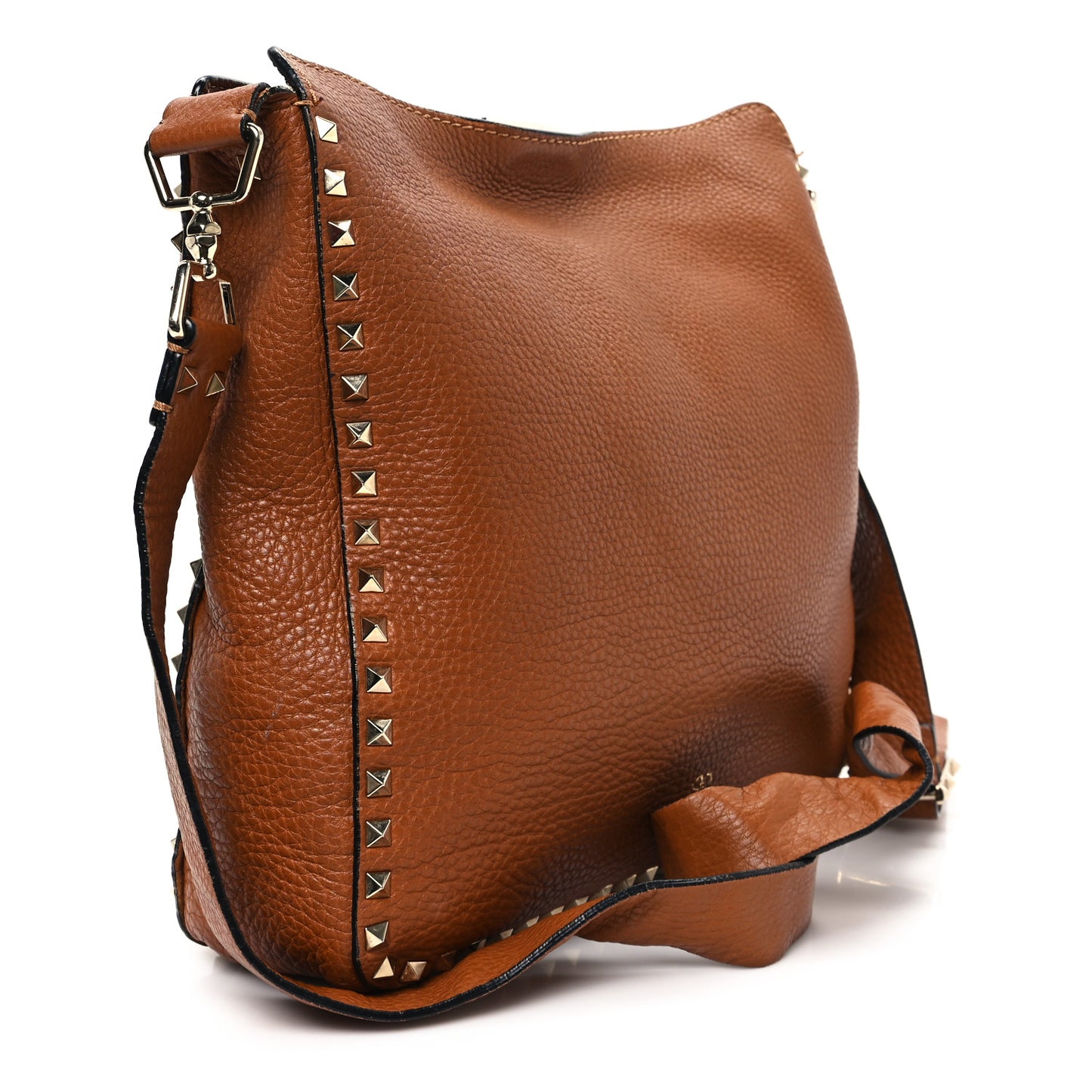 Pebbled Calfskin Large Rockstud Flip-Lock Messenger Bag Light Cuir