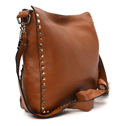 Valentino Garavani Pebbled Calfskin Large Rockstud Flip-Lock Messenger Bag Light Cuir 3 of 12