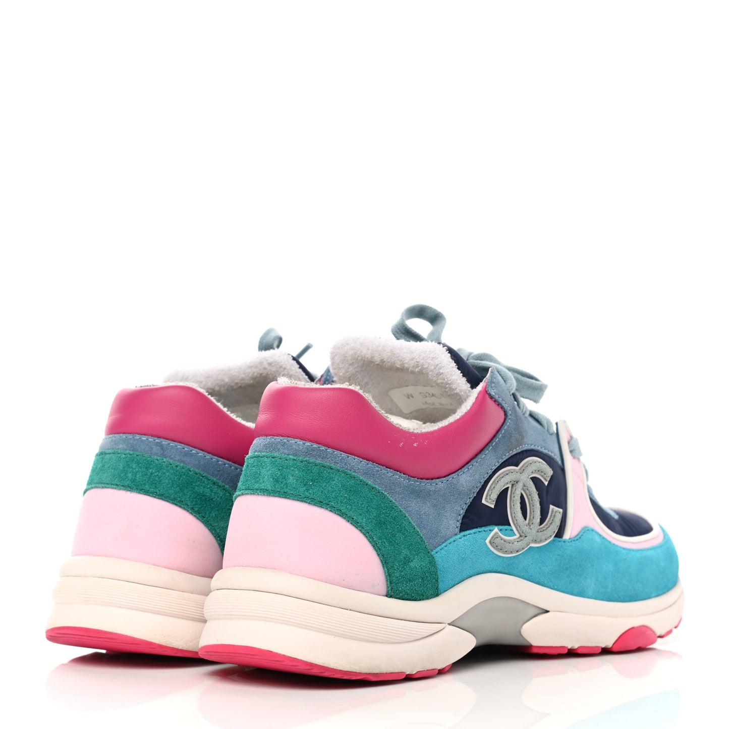 Nylon Calfskin Suede CC Sneakers 41 Navy Turquoise