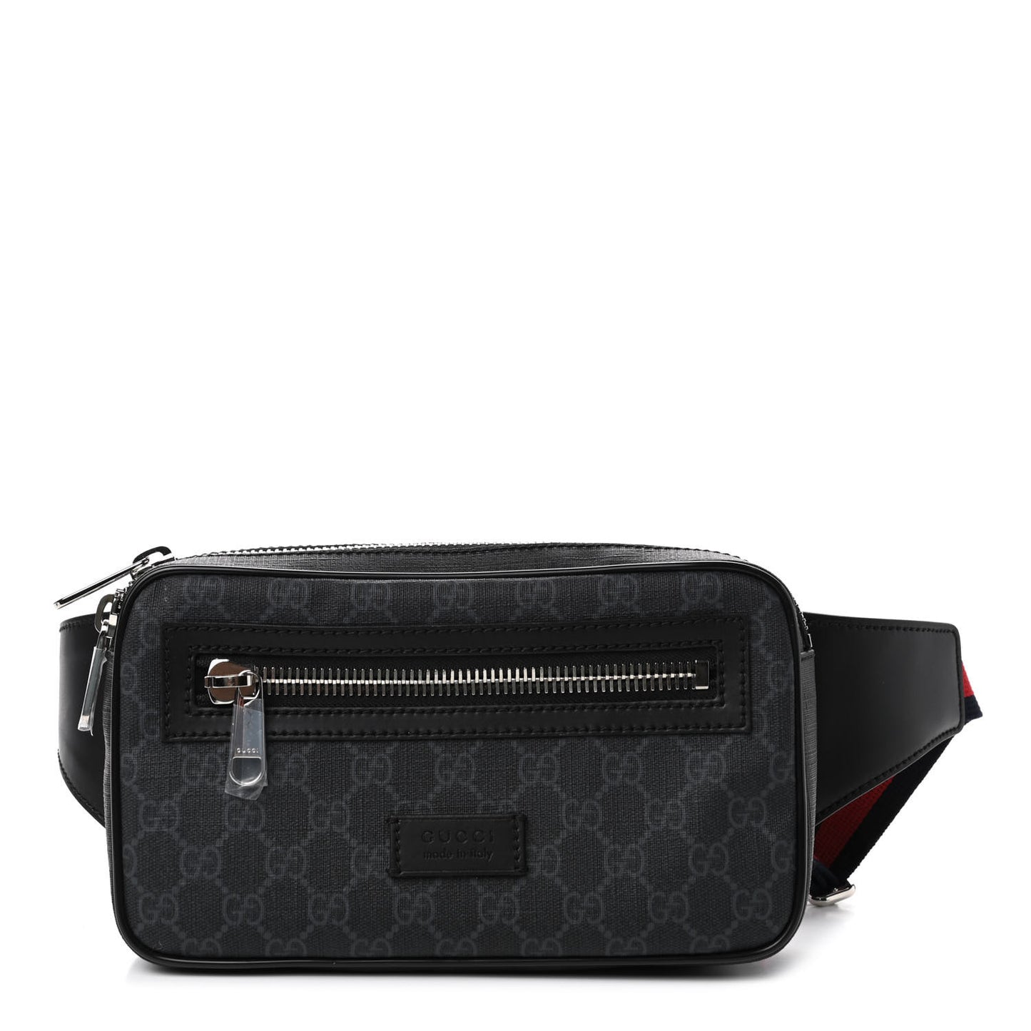 Soft GG Supreme Monogram Web Belt Bag Black Grey