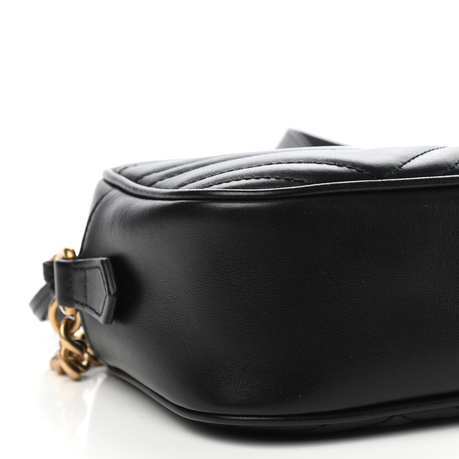 Gucci Calfskin Matelasse Small GG Marmont Chain Shoulder Bag Black 8 of 10