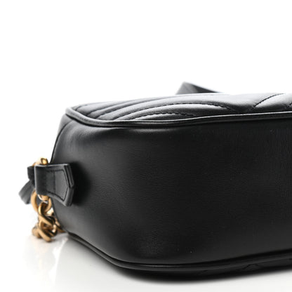 Gucci Calfskin Matelasse Small GG Marmont Chain Shoulder Bag Black 8 of 10