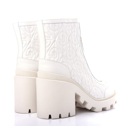 Gucci Calfskin Nappa Rhombus Quilted Trip Ankle Boots 39 Great White 4 of 11