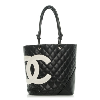 Chanel Calfskin Quilted Medium Cambon Tote Black White 1 of 7