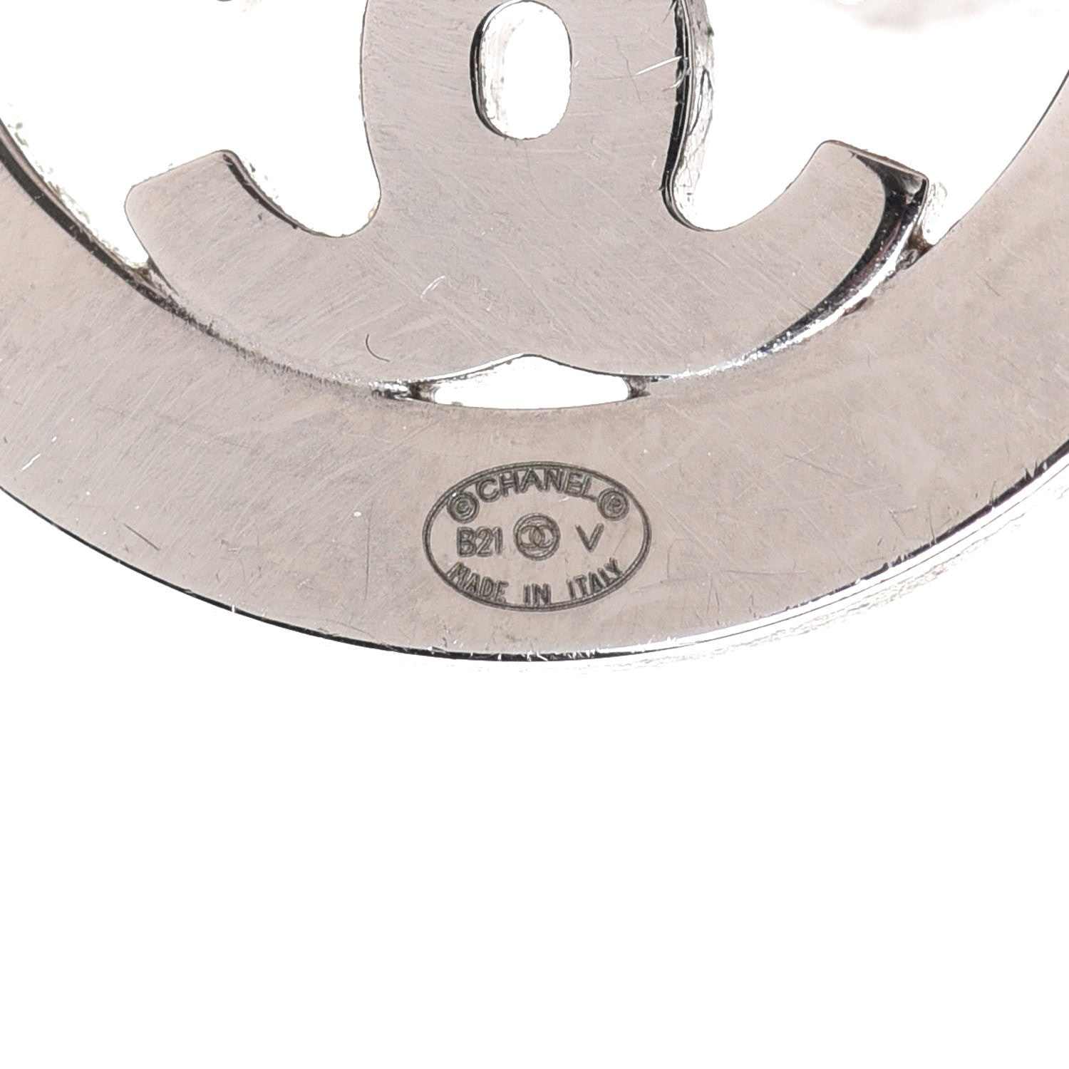 Chanel Crystal CC Round Earrings Silver 4 of 6