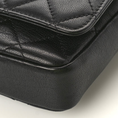 Chanel Lambskin Quilted Camellia Flower Waist Flap Black 8 of 11