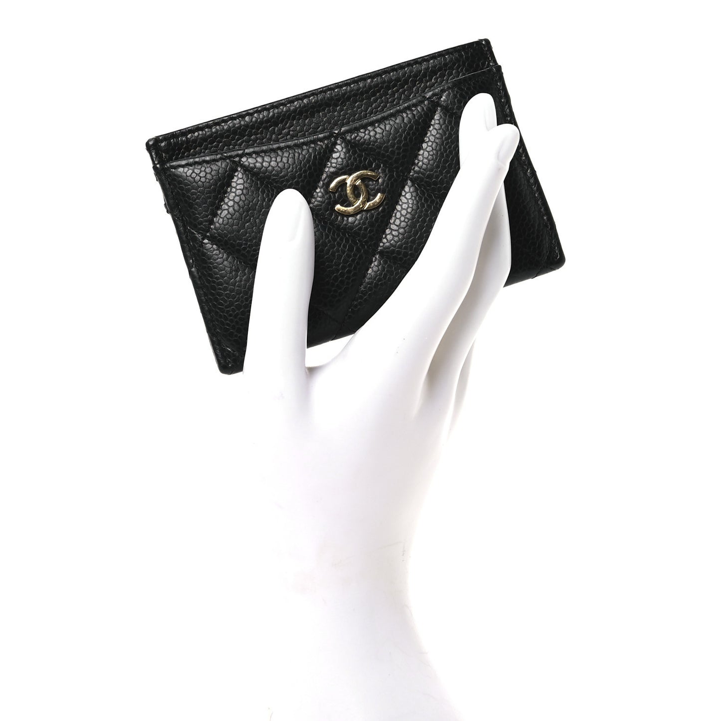 Caviar Quilted Card Holder Black