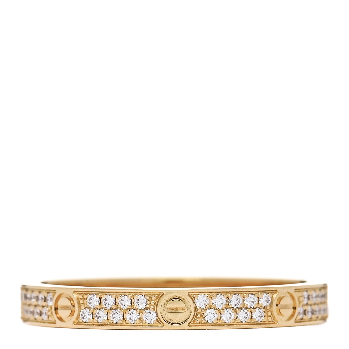 18K Yellow Gold Diamond 2.6mm LOVE Paved Band Ring 55 7.25