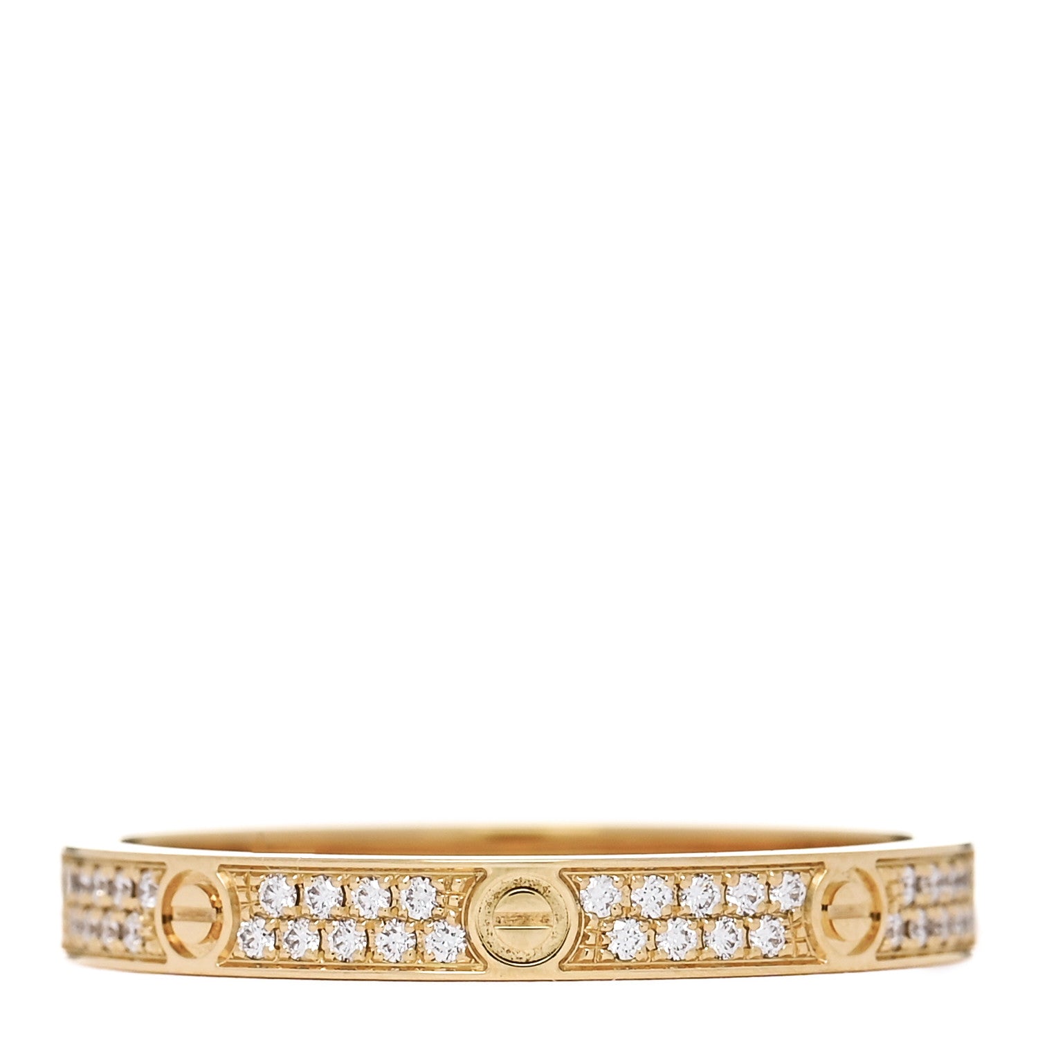Cartier 18K Yellow Gold Diamond 2.6mm LOVE Paved Band Ring 55 7.25 1 of 5