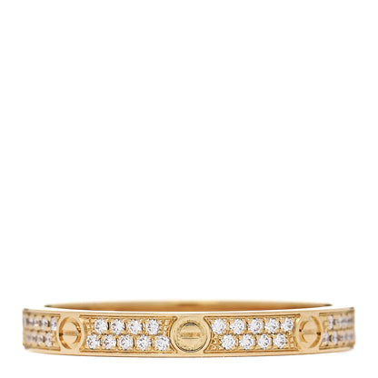 Cartier 18K Yellow Gold Diamond 2.6mm LOVE Paved Band Ring 55 7.25 1 of 5