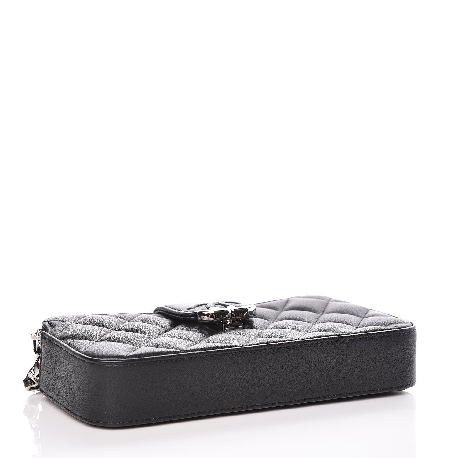Chanel Lambskin Quilted CC Box Clutch With Chain Black 4 of 13