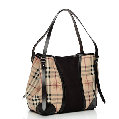 Burberry Suede Haymarket Check Colorblock Small Canterbury Tote Dark Brown 3 of 10