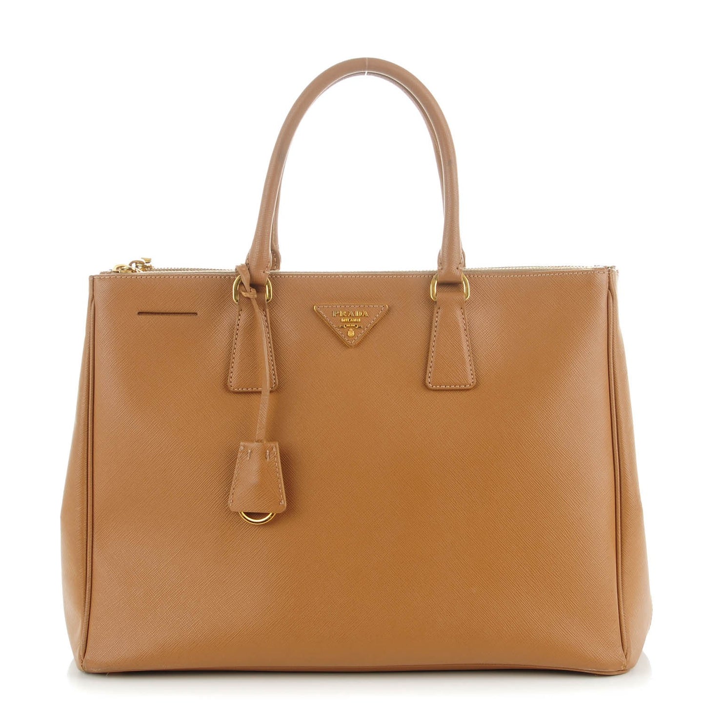 Saffiano Large Galleria Double Zip Tote Caramel