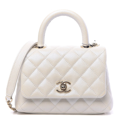 Chanel Iridescent Caviar Quilted Extra Mini Coco Handle Flap Ivory 1 of 10