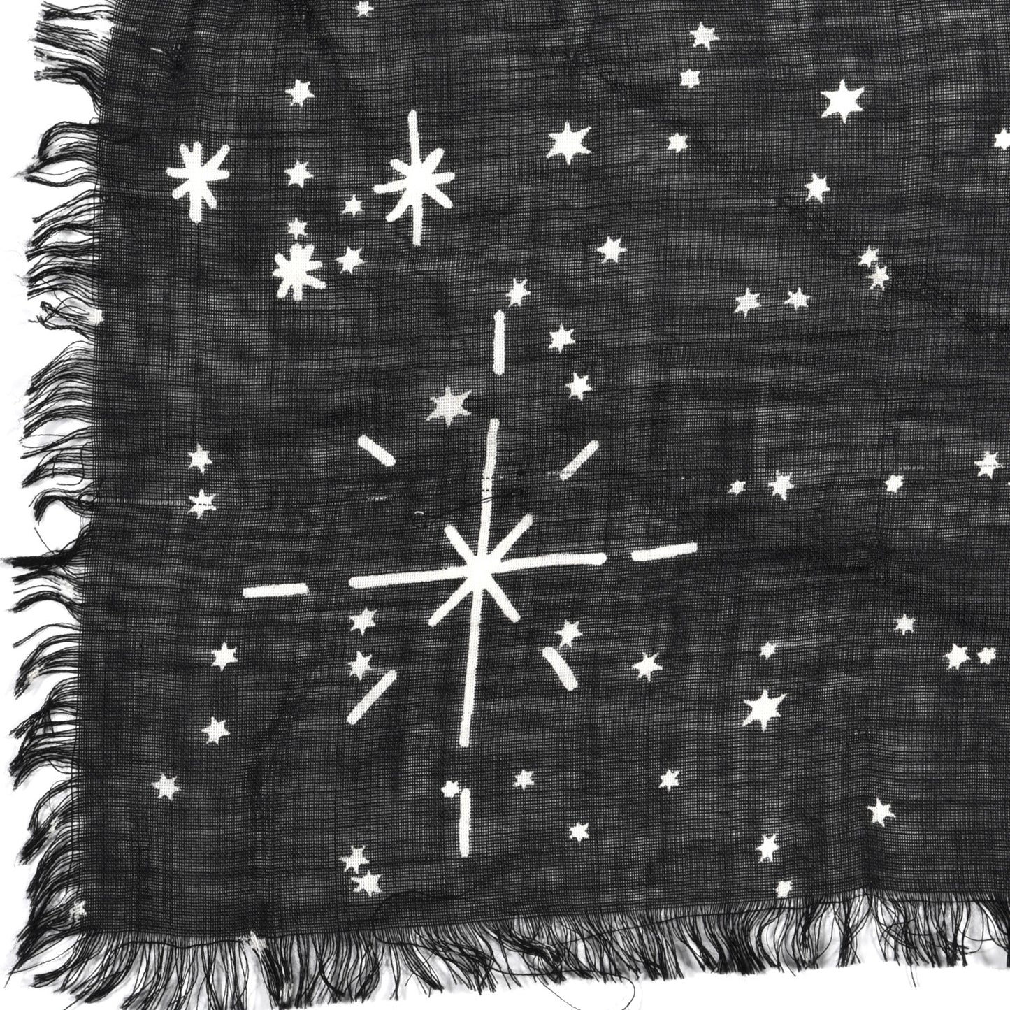 Wool Silk Les Poissons Astrological Constellation Scarf Stole Black