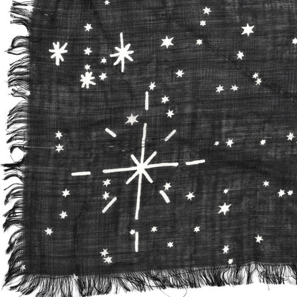 Christian Dior Wool Silk Les Poissons Astrological Constellation Scarf Stole Black 4 of 5