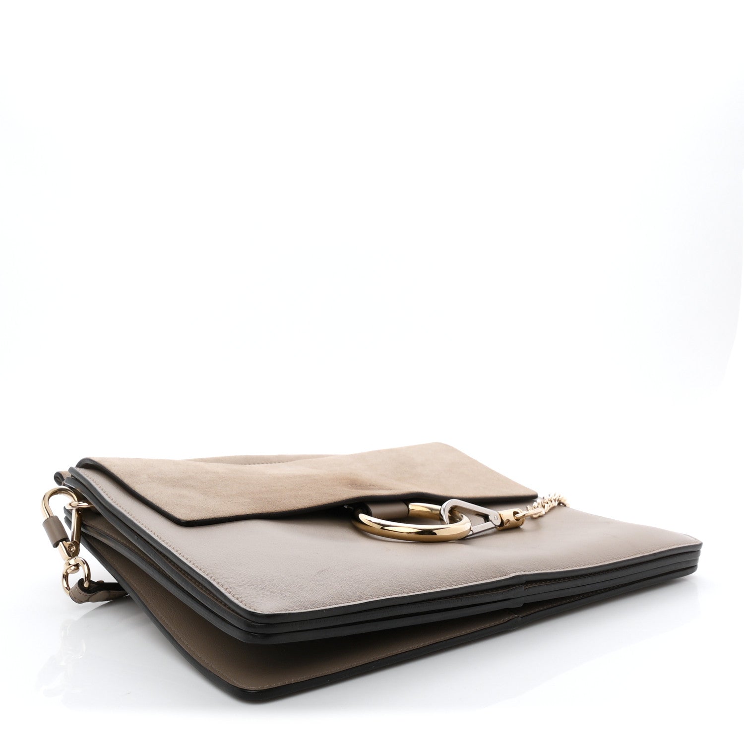 Chloe Calfskin Suede Medium Faye Shoulder Bag Motty Grey 4 of 10