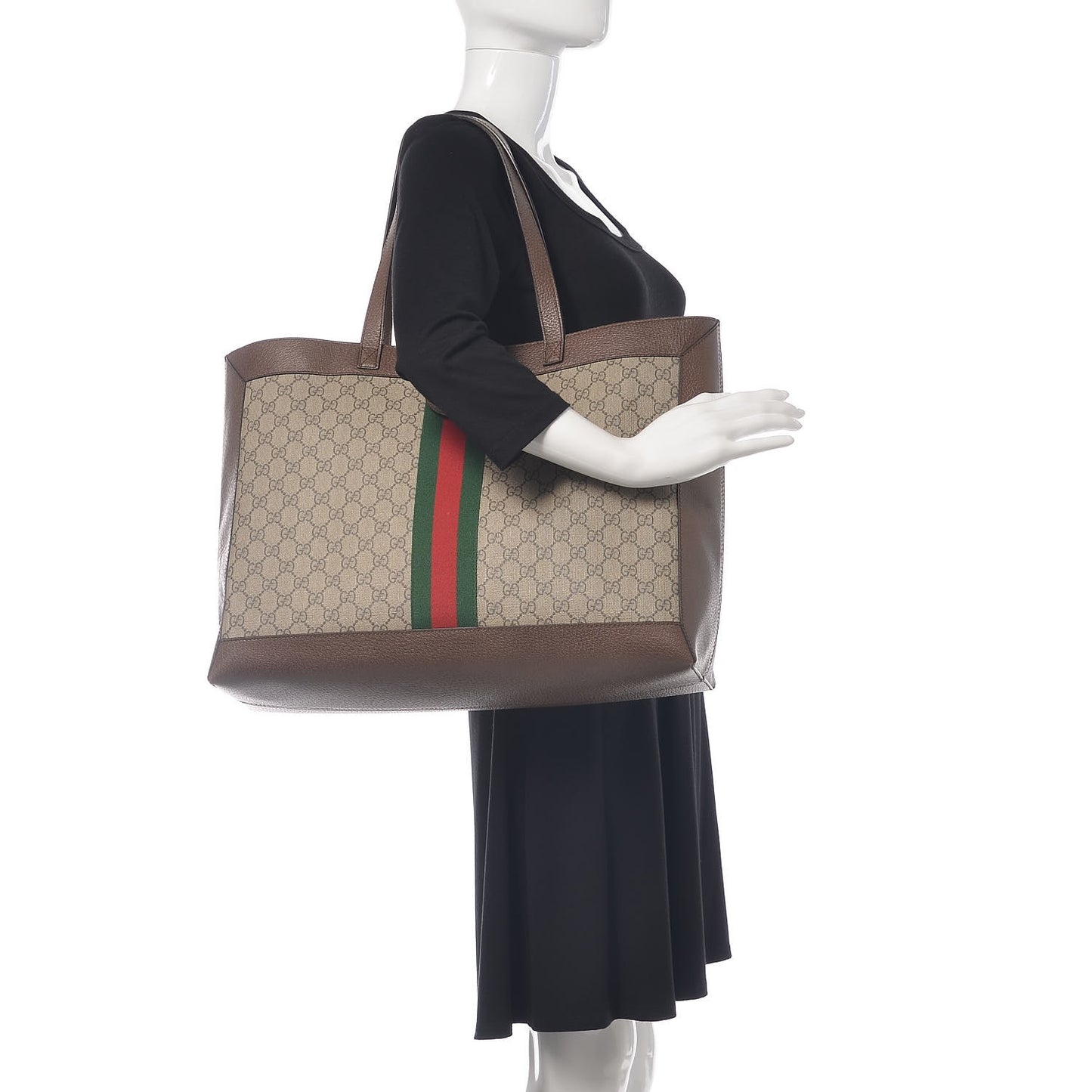 GG Supreme Monogram Web Ophidia Tote Brown