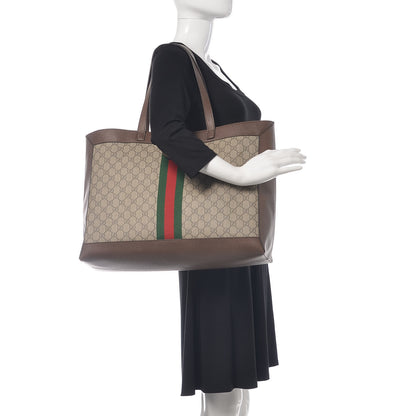 Gucci GG Supreme Monogram Web Ophidia Tote Brown 2 of 12