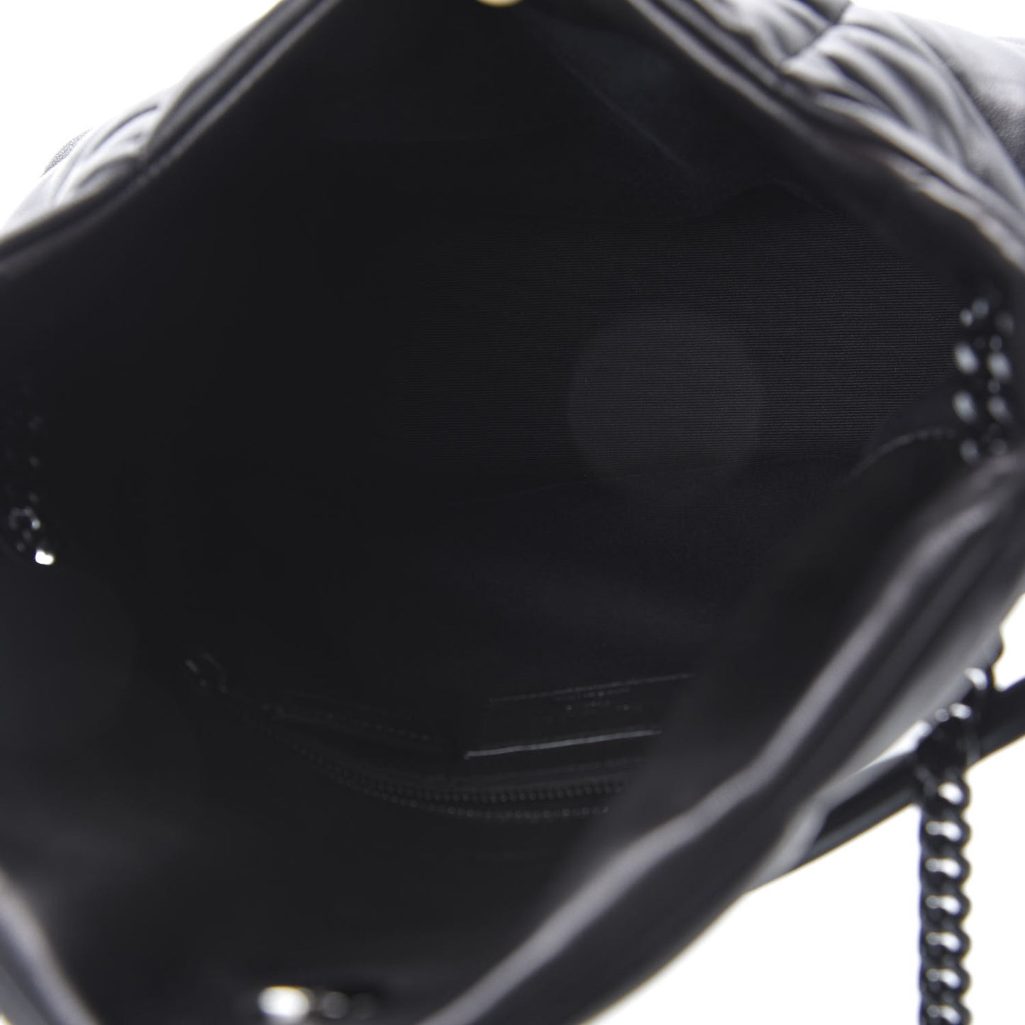Lambskin Quilted Small Loulou Puffer Monogram Chain Satchel Black