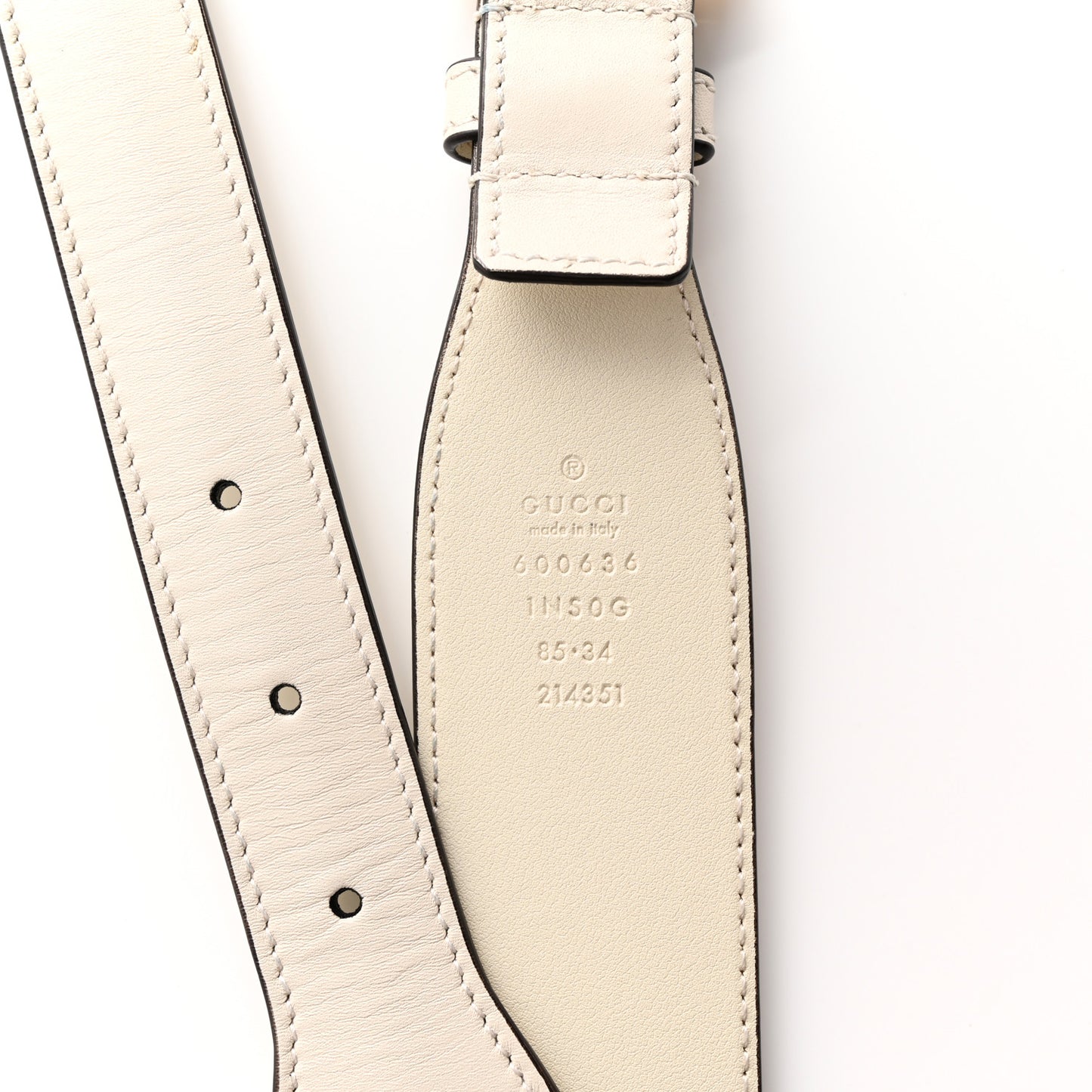 Efesto Leather Horsebit 25mm Belt 85 34 Mystic White